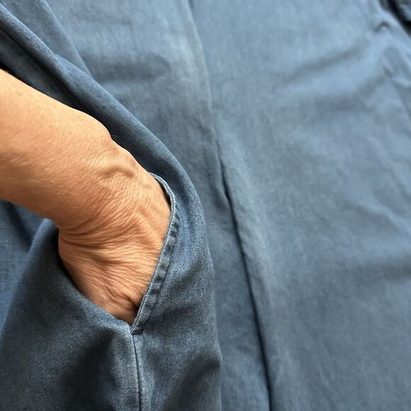 Go Softly Women’s Dress 2X Floral Cottage Denim Blue Patio House Zip Up - Picture 7 of 9